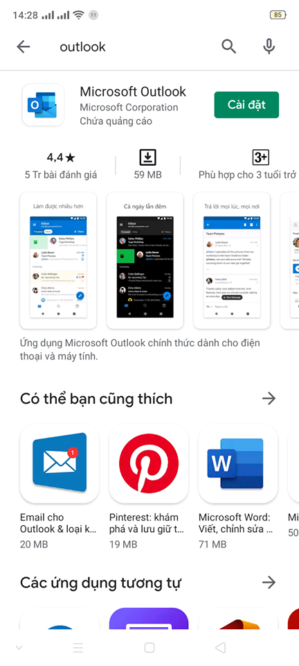 Tải App Outlook trên Android